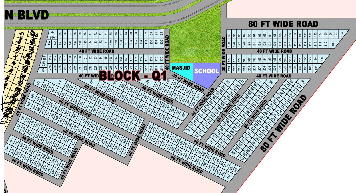 Sector Q, Block Q1, Plot 1 — block map