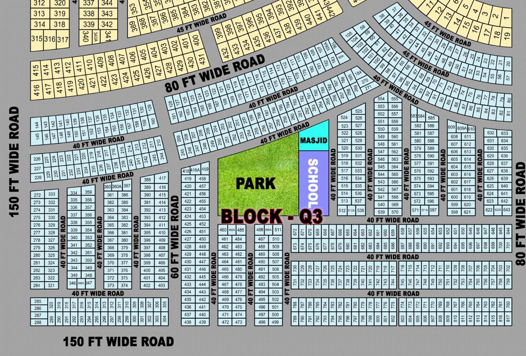 Sector Q, Block Q3, Plot 1 — block map