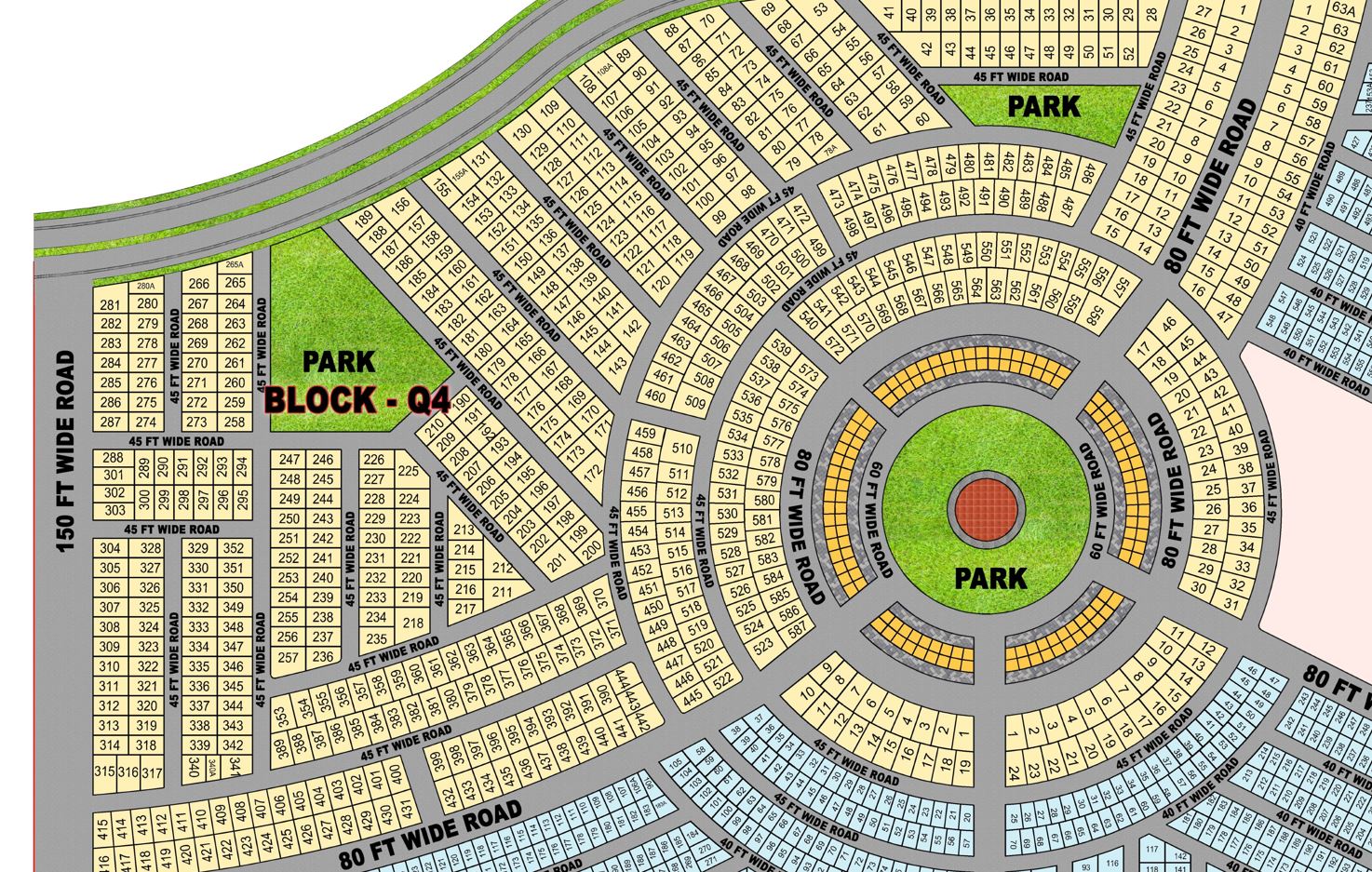 Sector Q, Block Q4, Plot 4 — block map